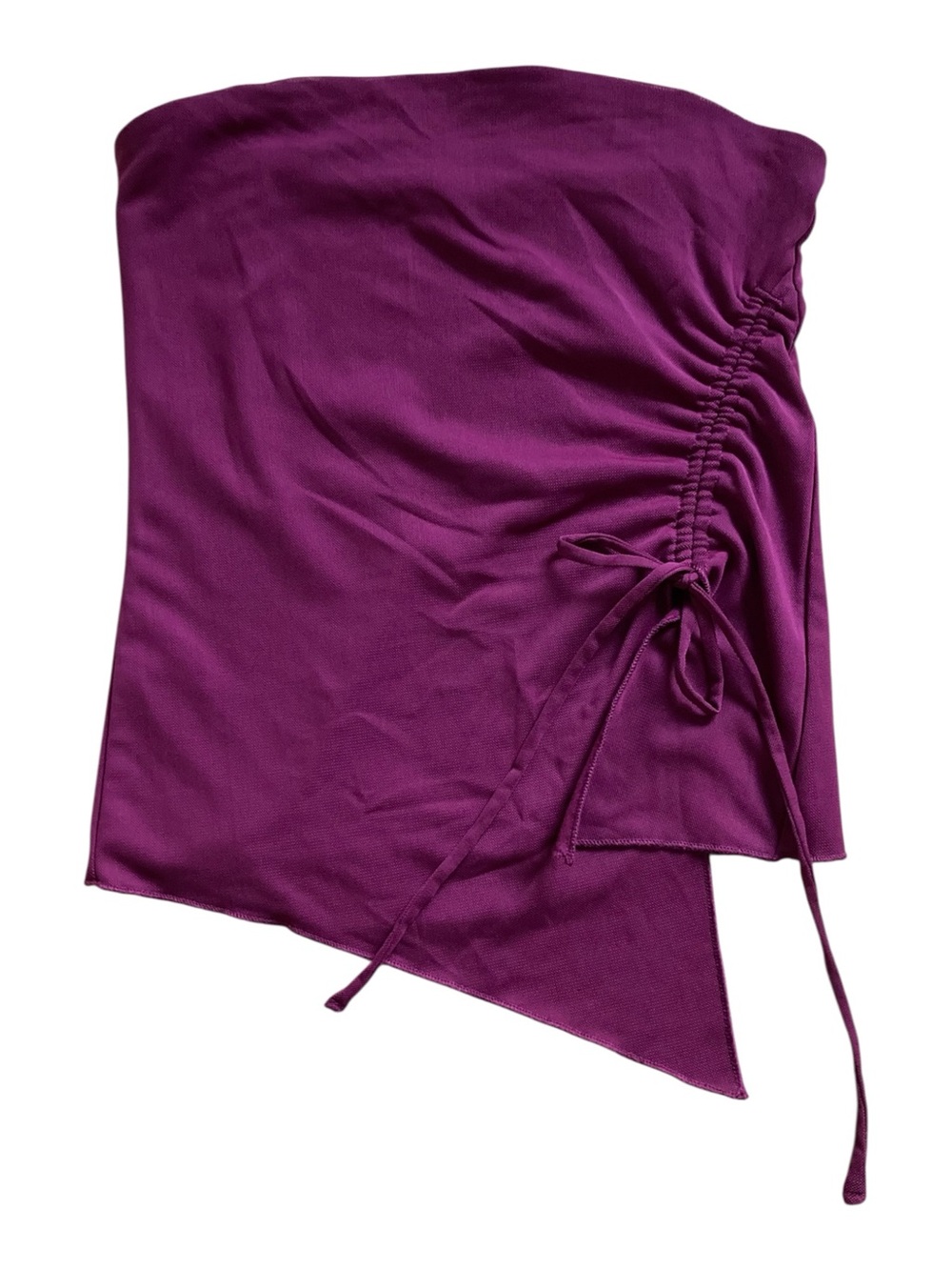 Garage Small Clubwear Burgundy Asymmetric Hem Subtle Ruched Side Tie Tube Top